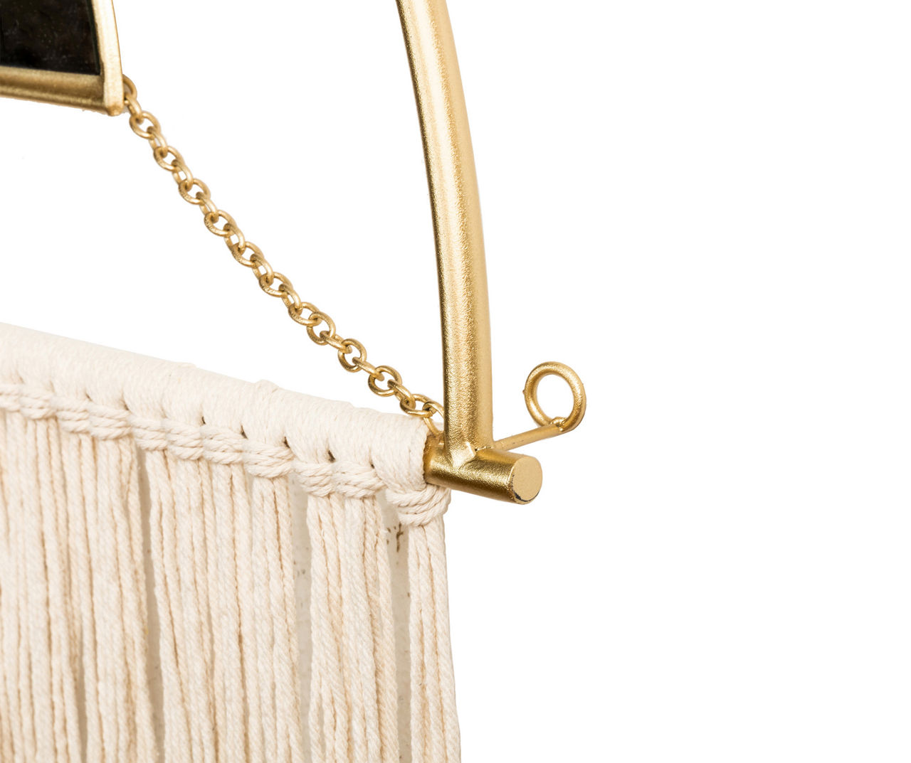 Brown Tassel-Accent Suspended Boho Semicircle Wall Mirror, (67.75")