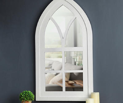 White Arching Windowpane Wall Mirror, (40.16