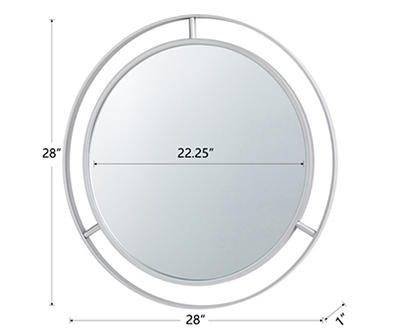 Silver Open-Border Round Wall Mirror, (28")