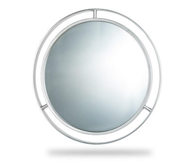 Silver Open-Border Round Wall Mirror, (24