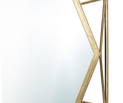 Gold Octagon Geometric-Border Wall Mirror, (28.15")
