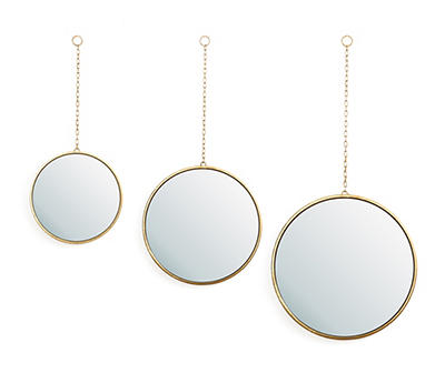 Gold Chain 3-Piece Hanging Round Wall Mirror Set