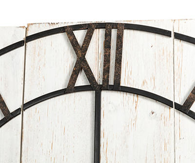 Black & White Distressed Roman Numeral 3-Piece Farmhouse Wall Clock Set, (31.5")