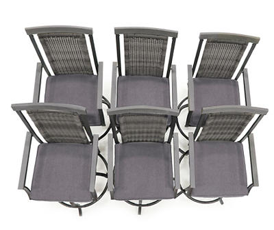 Sandpointe Gray All-Weather Wicker Cushioned Patio High Dining Chairs, 6-Pack