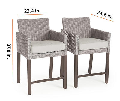 Asheville All-Weather Wicker Cushioned Patio High Dining Chairs, 2-Pack