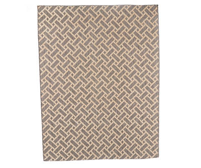 Madison Beige & Pebble Weave-Print Outdoor Area Rug, (8' x 10')