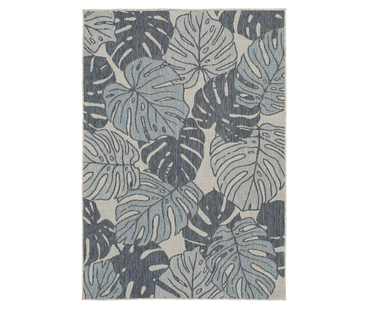 Asheville Vanilla & Lagoon Banana Leaf Outdoor Area Rug, (6' x 9')