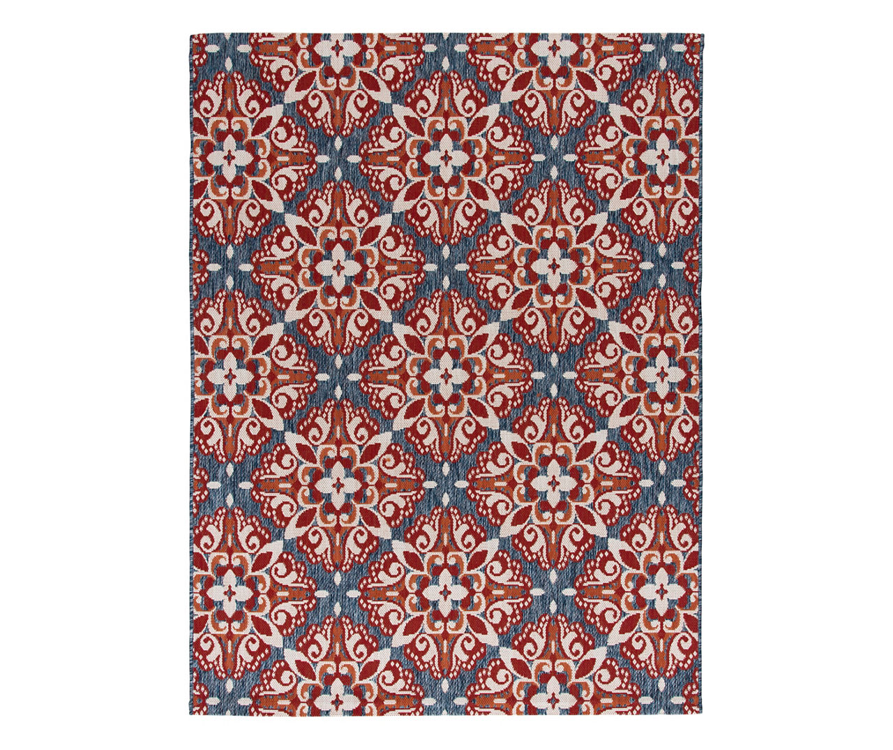 Corsica Navy & Red Medallion Lattice Outdoor Area Rug, (6' x 9')