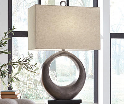 Antique Silver-Finish Saria Modern Table Lamp