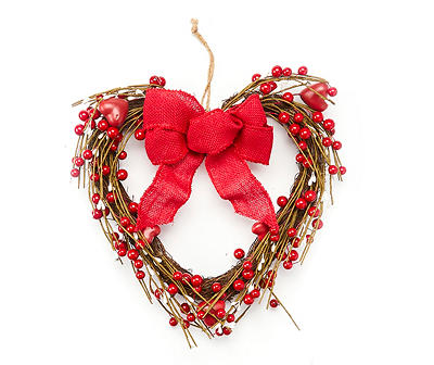 14" Berry & Bow Heart Twig Wreath
