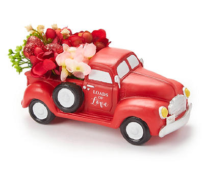 "Loads Of Love" Red Truck & Floral Tabletop Decor