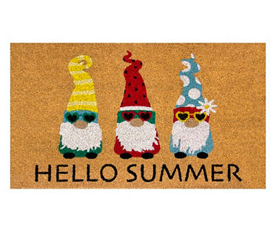 "Hello Summer" Brown Gnomes Doormat, (16" x 28")