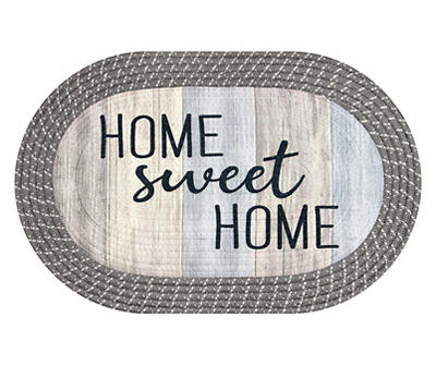 "Home Sweet Home" Gray Oval Doormat, (18" x 27")
