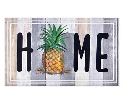 "Home" Gray Pineapple Driftwood-Print Doormat, (18" x 30")
