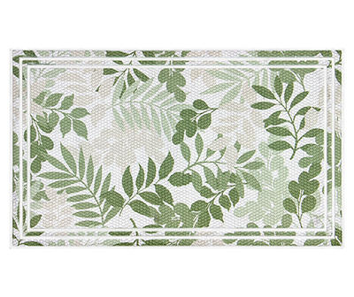 Green & White Scattered Branches Doormat, (18" x 30")