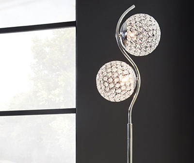 Silver-Finish & Clear Winter Ball Floor Lamp