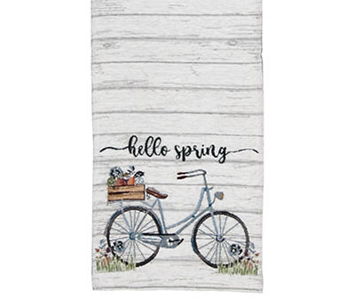 "Hello Spring" White Bicycle Table Runner