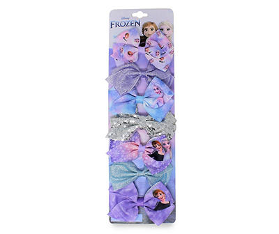 Frozen Blue, Silver & Purple Anna & Elsa 7-Piece Embellished Bow Set