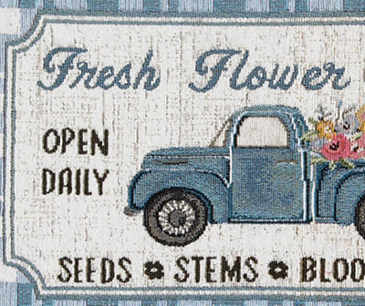 "Flower Market" Blue Plaid Floral Truck Placemat