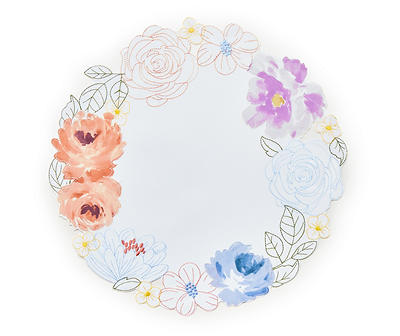 White & Jewel-Tone Floral Cutout Fabric Placemat