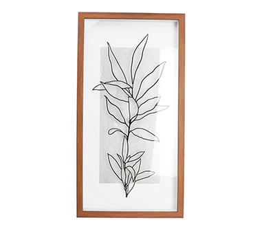 Black & Brown Botanical Line Drawing Leafy Plant Framed Wall Art