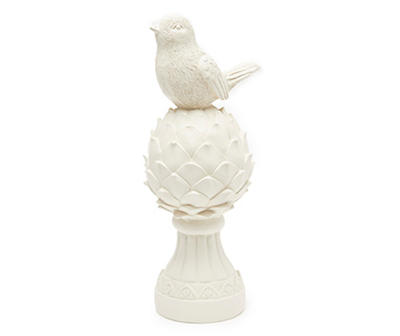 Off-White Decorative Artichoke With Bird Statue