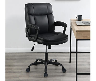 Black Faux Leather Swivel Manager Office Chair