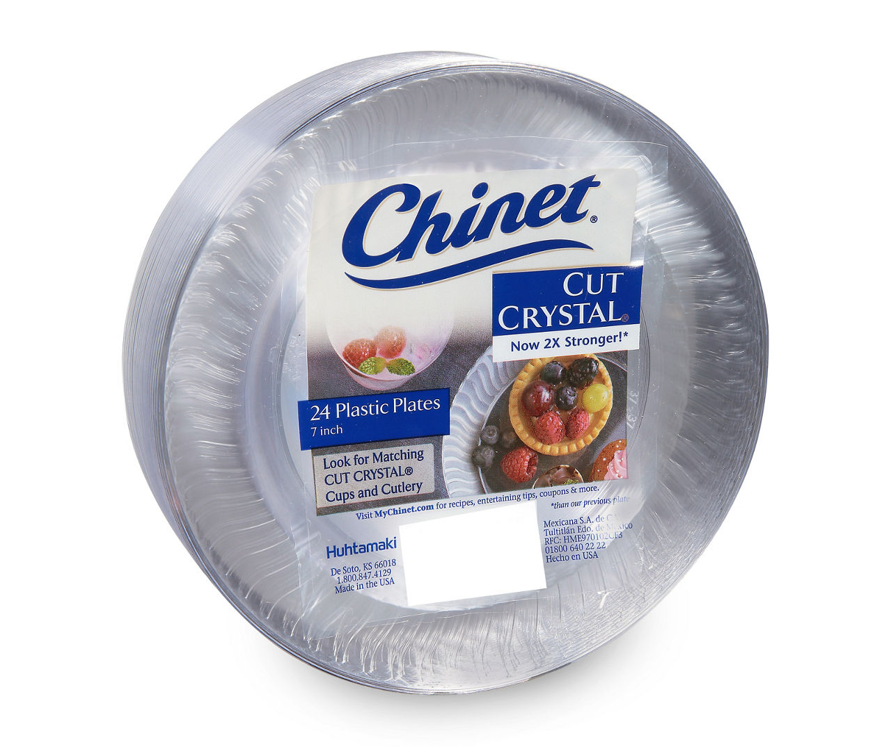 Chinet Cut Crystal Clear Plastic 7 Dessert Plates Case - 30 ct