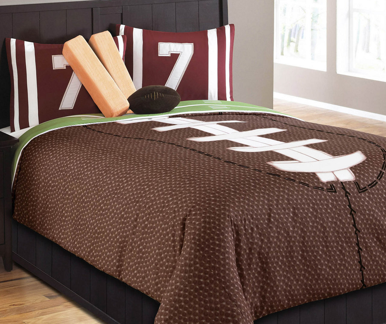 Brown & Green Field Goal Twin 5-Piece Reversible Comforter Set