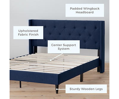 Isabelle Navy Upholstered Twin Wingback Bed