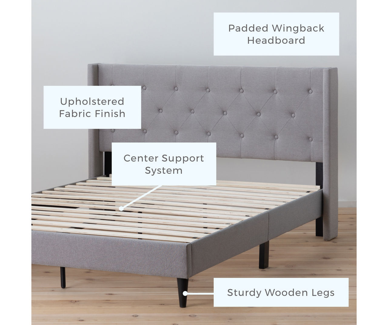 Isabelle Stone Upholstered Twin Wingback Bed