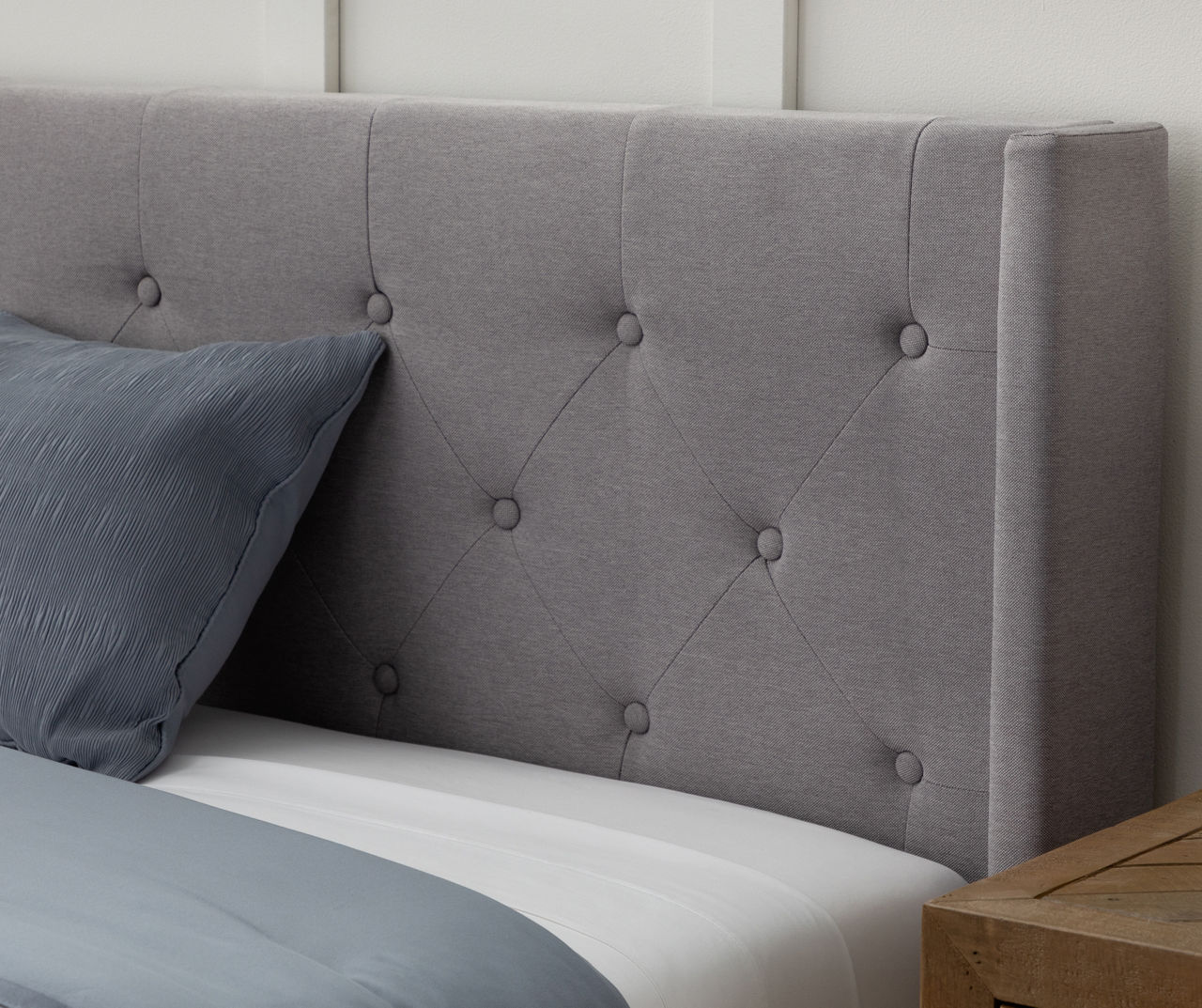 Isabelle Stone Upholstered Twin Wingback Bed