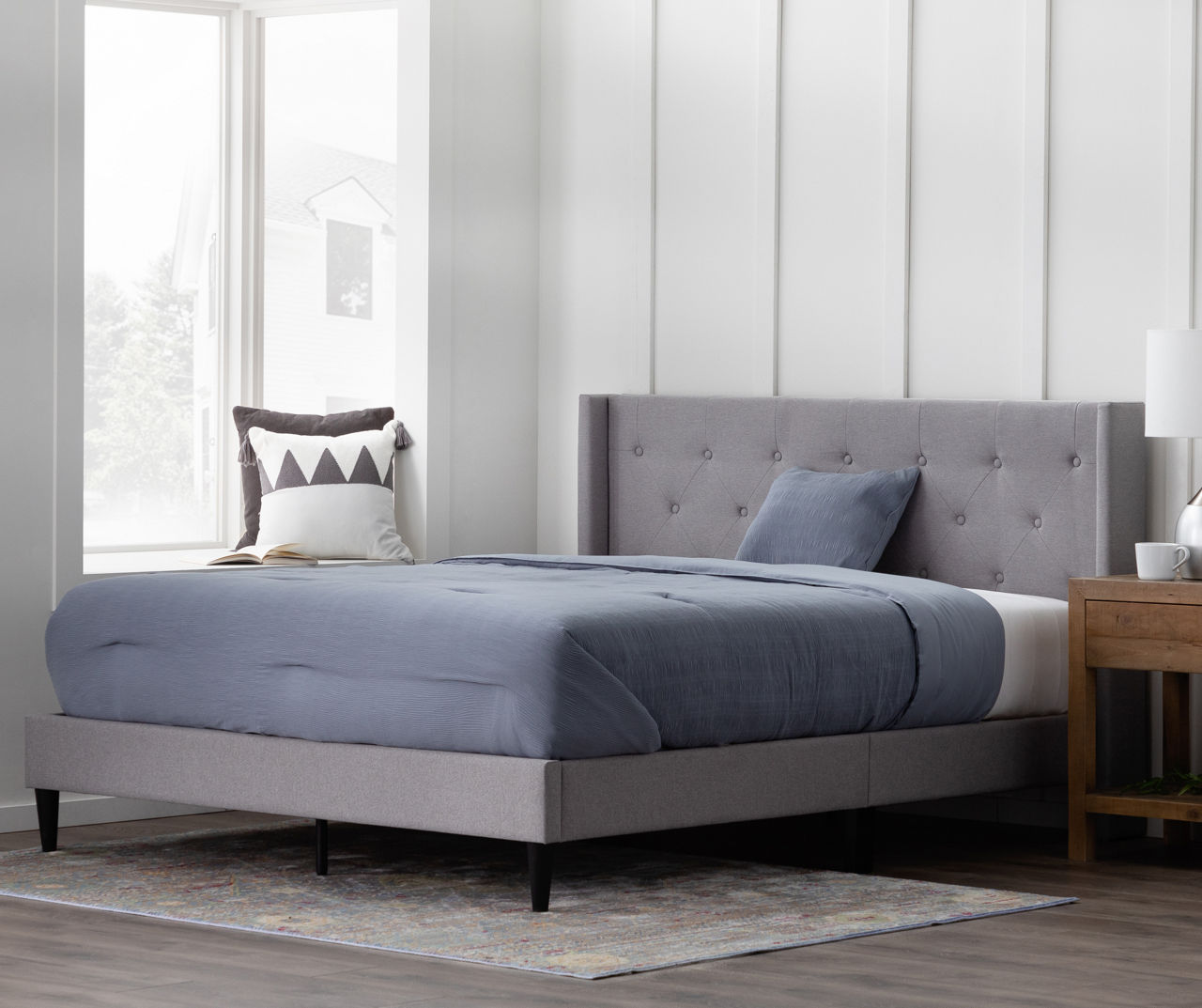 Isabelle Stone Upholstered Twin Wingback Bed