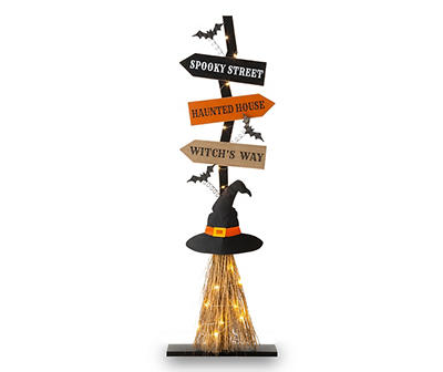 LIGHTED WITCH'S BROOM DECOR