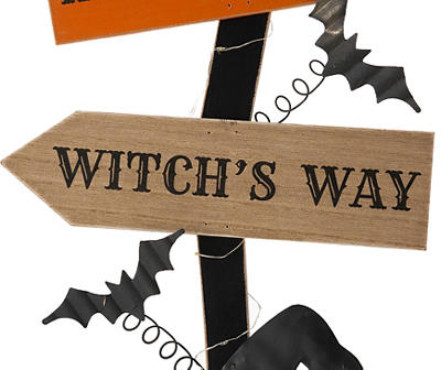 LIGHTED WITCH'S BROOM DECOR