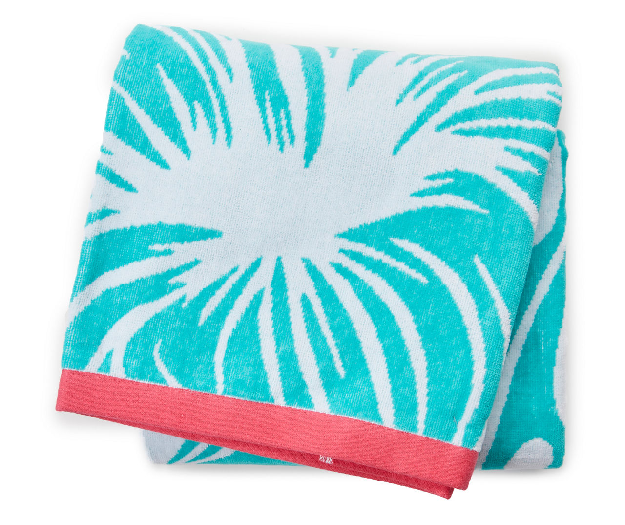 White & Blue Tropical Flower Jacquard Beach Towel