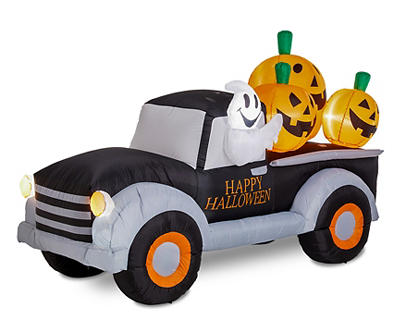 4.91' LED Inflatable Pumpkins & Ghost On Truck