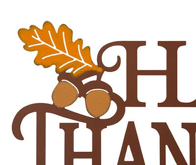 "Happy Thanksgiving" Leaves & Pumpkin Wordscript Wall Decor