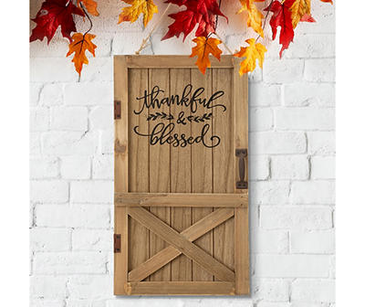 "Thankful & Blessed" Barn Door Hanging Wall Decor