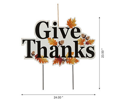 "Give Thanks" Autumn Leaves Yard Stake