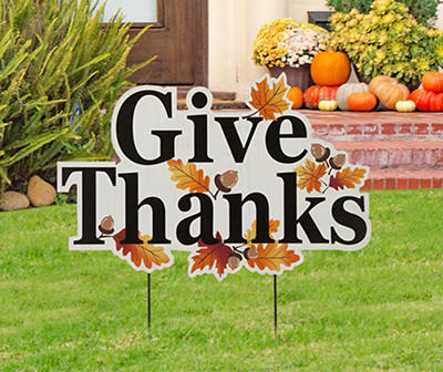 "Give Thanks" Autumn Leaves Yard Stake
