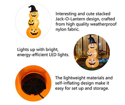 7.875' LED Inflatable Witch Hat Pumpkin Trio