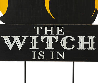 "The Witch Is In" Witch & Cauldron Yard Stake