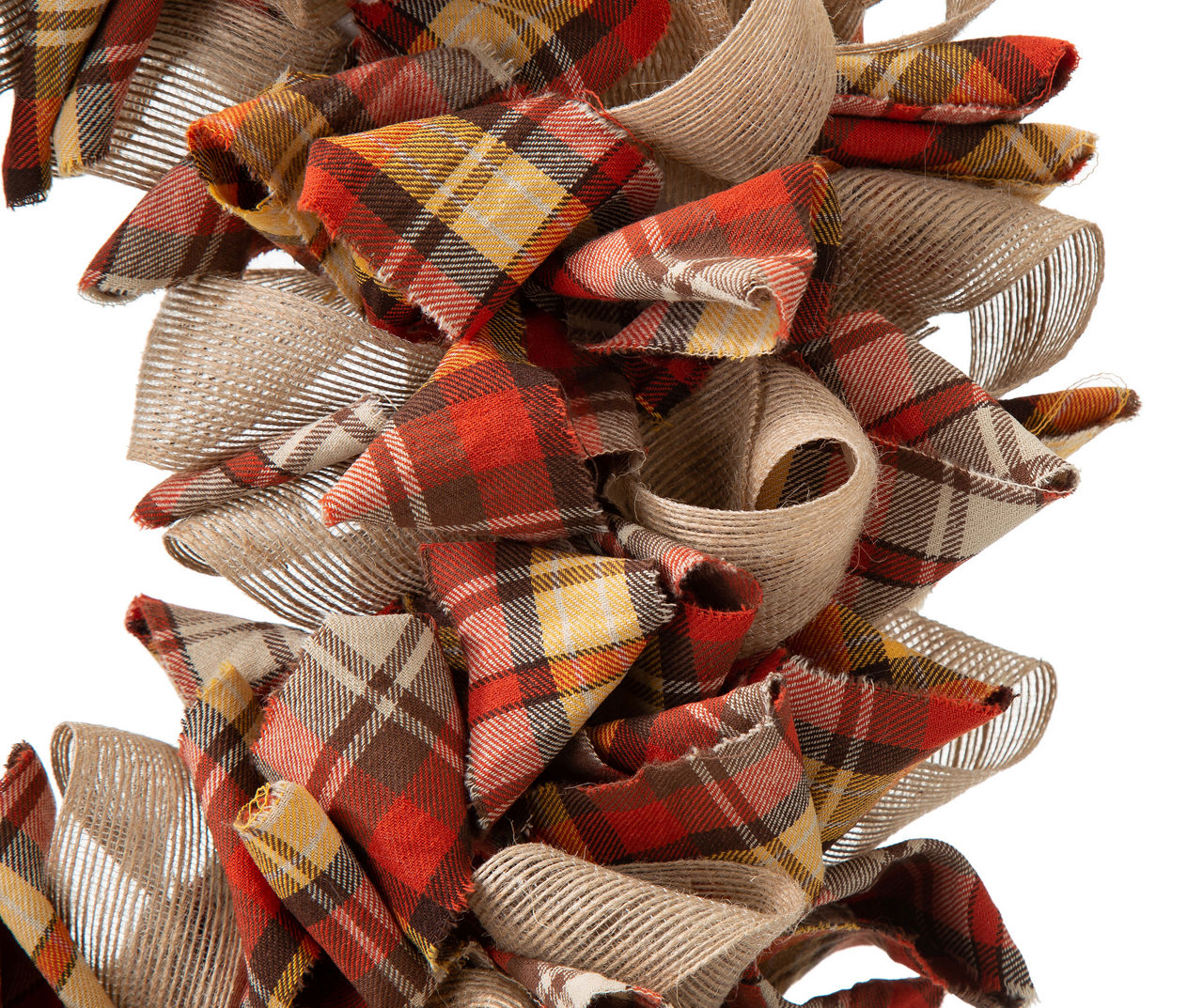18.5" Burlap & Plaid Fabric Wreath