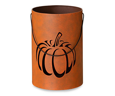Orange 2-Piece Metal Cutout Pumpkin Thanksgiving Bucket Set