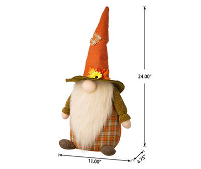 24" Fall Plaid Gnome Standing Decor