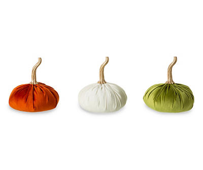 Orange, White & Green Velvet 3-Piece Pumpkin Set