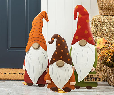 "Hello Pumpkin" Gnome Family 3-Piece Yard Stake Set