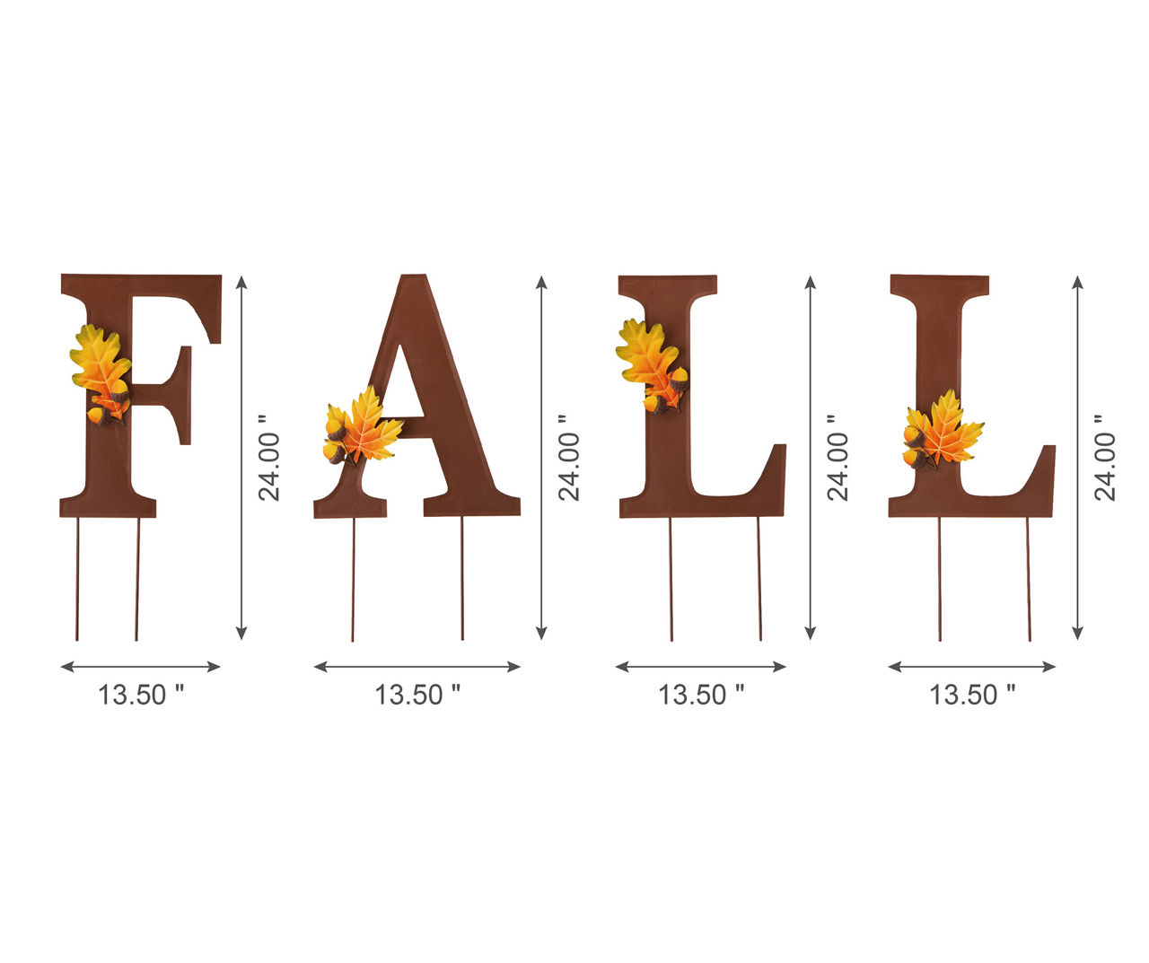 "Fall" Word & Leaf 4-Piece Yard Stake Set