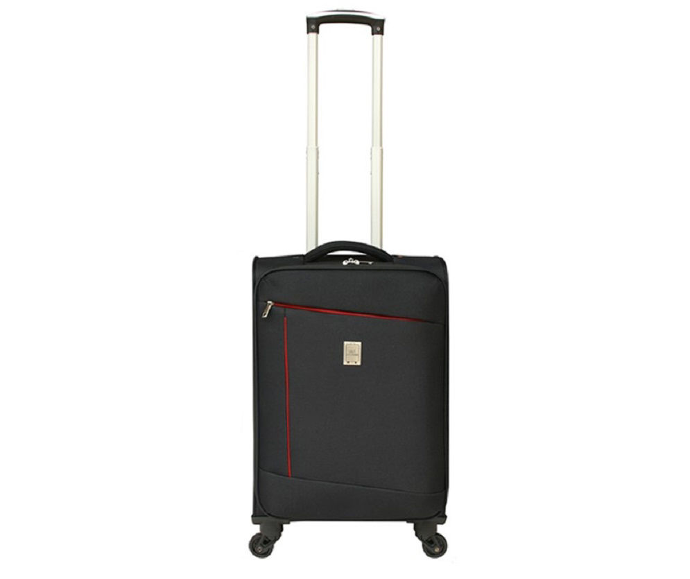 Black 20 Red Accent Softside Spinner Carry On Suitcase